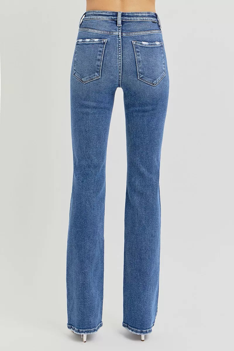 RISEN Full Size Tummy Control High Rise Straight Jeans Plus Size DARK / 0 