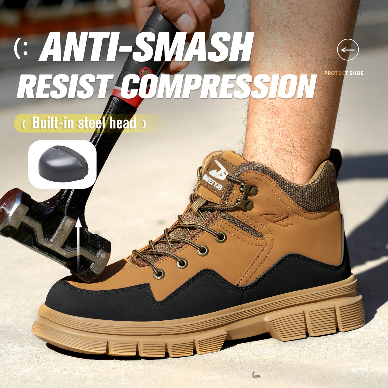 Hiking boots Plus Size Men's Classic Steel Toe & Puncture Proof Safety Shoes Comfy Non Slip Durable Industrial & Constructional Footwear 13 / Yellow 