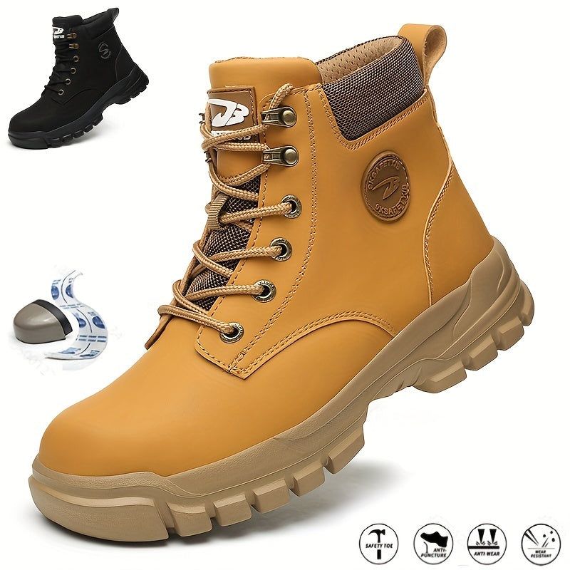 Mens Elite Steel Toe Safety Boots - High Top, Puncture-Resistant, Anti-Slip, Lace-Up Durability - Built for Industrial & Construction Work 13 / Yellow 