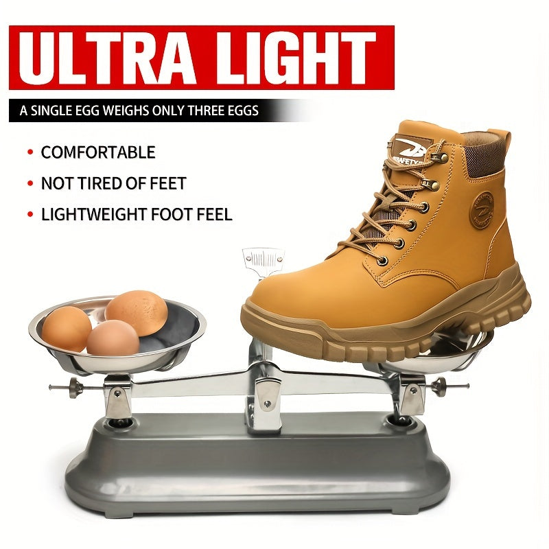 Mens Elite Steel Toe Safety Boots - High Top, Puncture-Resistant, Anti-Slip, Lace-Up Durability - Built for Industrial & Construction Work 13 / Yellow 