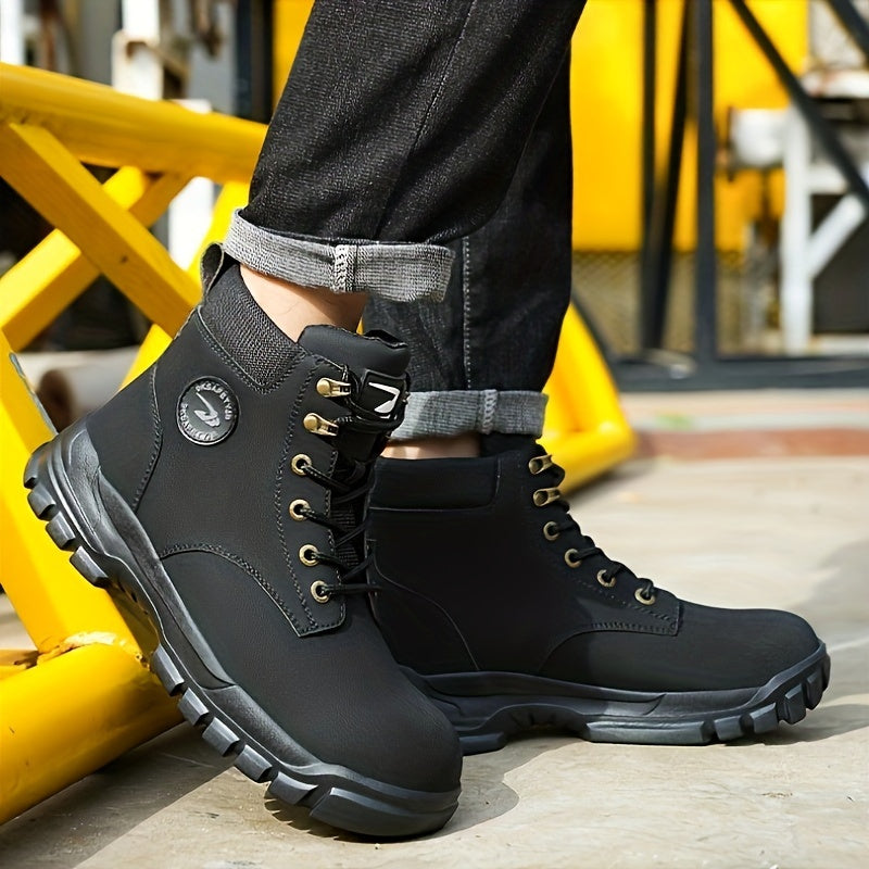 Mens Elite Steel Toe Safety Boots - High Top, Puncture-Resistant, Anti-Slip, Lace-Up Durability - Built for Industrial & Construction Work 13 / Yellow 