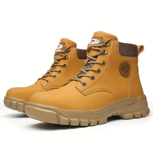 Mens Elite Steel Toe Safety Boots - High Top, Puncture-Resistant, Anti-Slip, Lace-Up Durability - Built for Industrial & Construction Work 13 / Yellow 