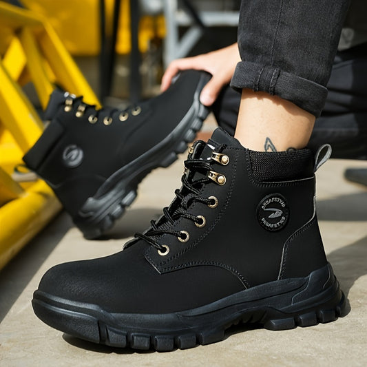 Mens Elite Steel Toe Safety Boots - High Top, Puncture-Resistant, Anti-Slip, Lace-Up Durability - Built for Industrial & Construction Work 13 / Yellow 