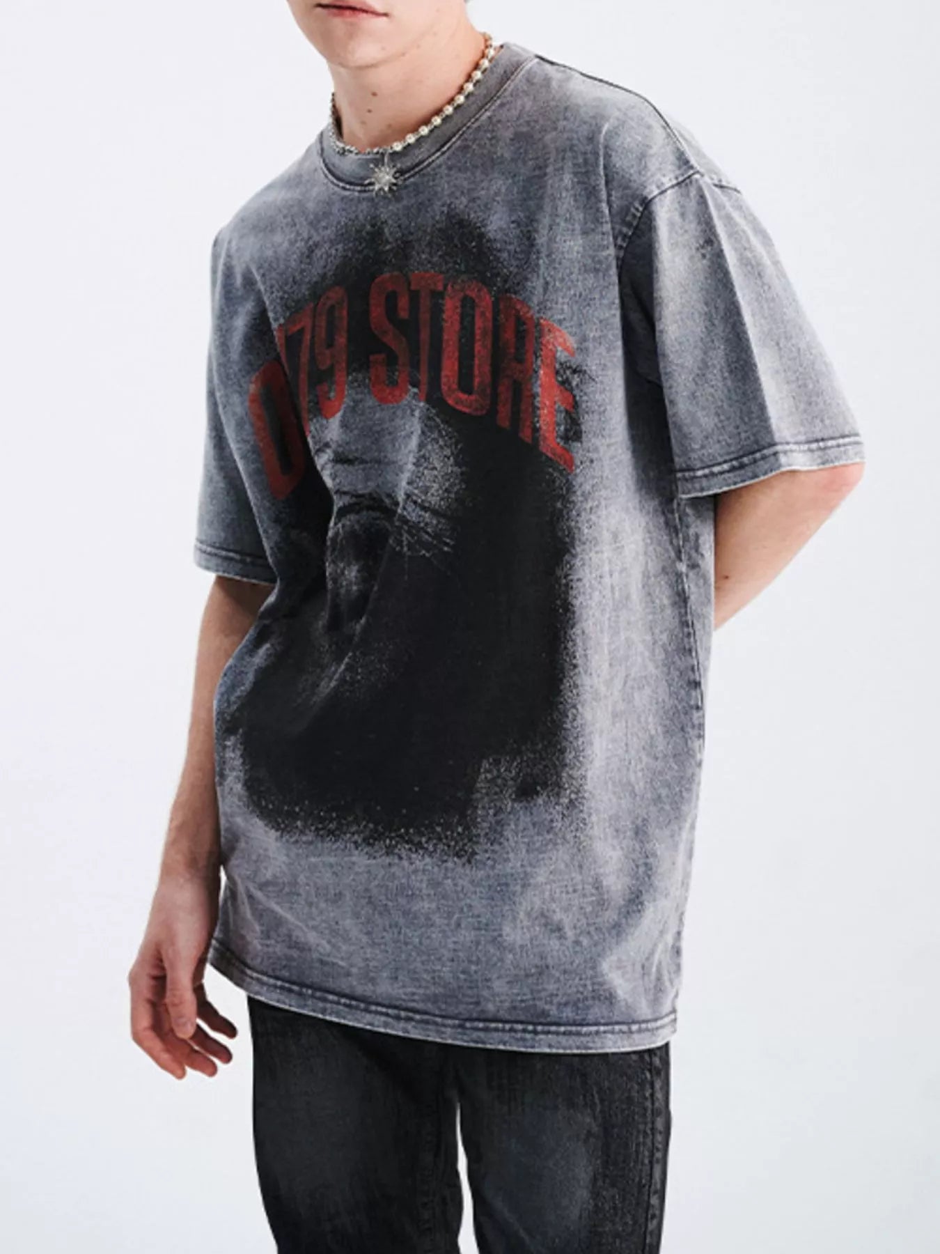 Men's Graphic Round Neck Short Sleeve T-Shirt Silver Gray / M 