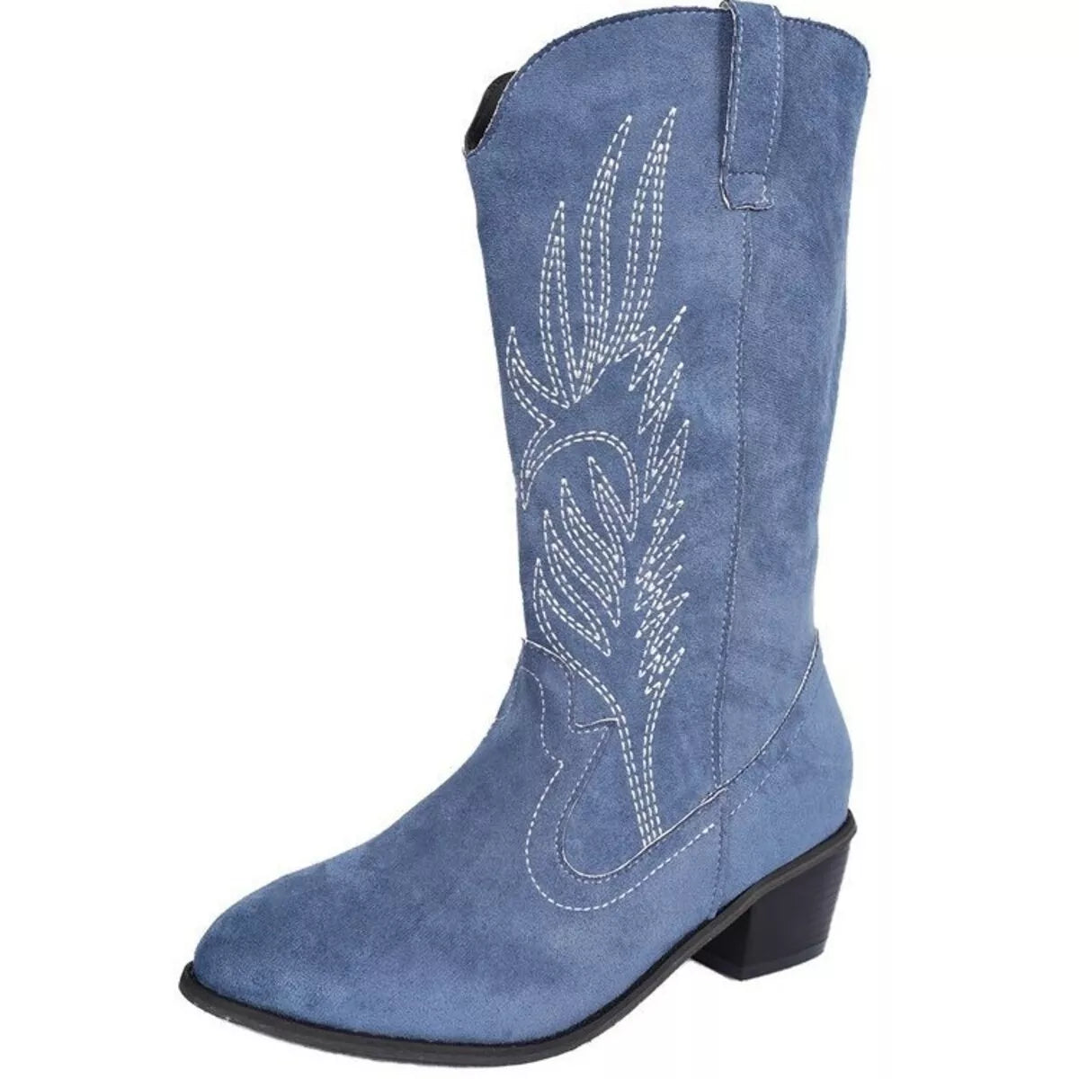 Point Toe Block Heels Boots Dusty Blue / 36 