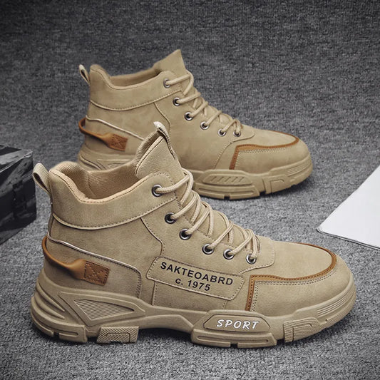 Men Boots Motorcycle Man Casual Toog Shoes Autumn High Top Sneakers Footwear atos De Hombre 43 / Khaki 