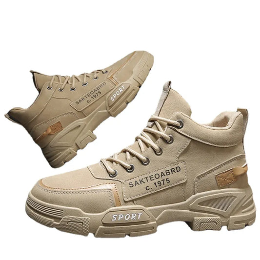 Men Boots Motorcycle Man Casual Toog Shoes Autumn High Top Sneakers Footwear atos De Hombre 43 / Khaki 