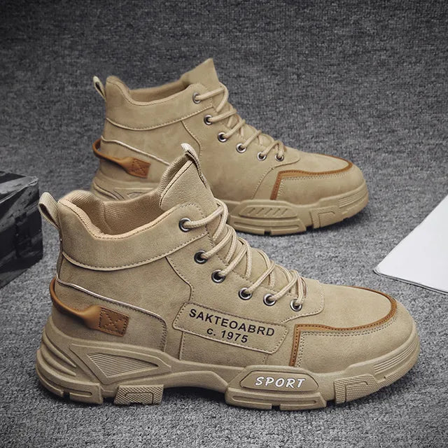 Men Boots Motorcycle Man Casual Toog Shoes Autumn High Top Sneakers Footwear atos De Hombre 43 / Khaki 