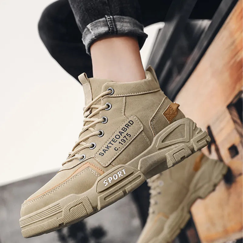 Men Boots Motorcycle Man Casual Toog Shoes Autumn High Top Sneakers Footwear atos De Hombre 43 / Khaki 