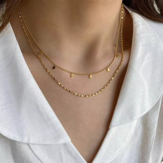 18K Gold-Plated Double Layered Necklace Gold / One Size 