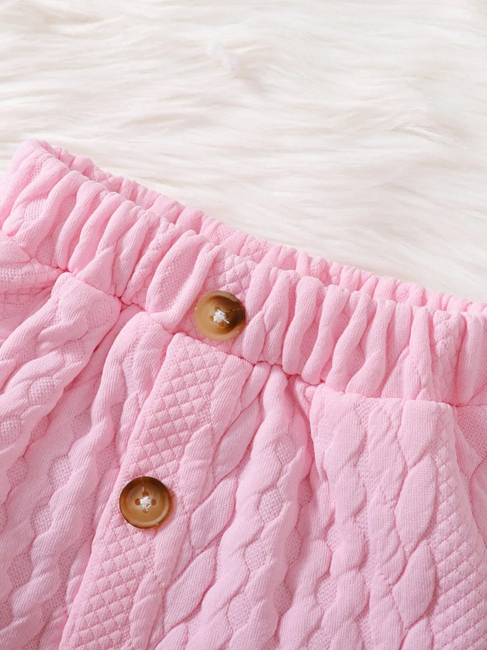 Children's Lace Detail Top and Skirt Set Pink / 3-6M 