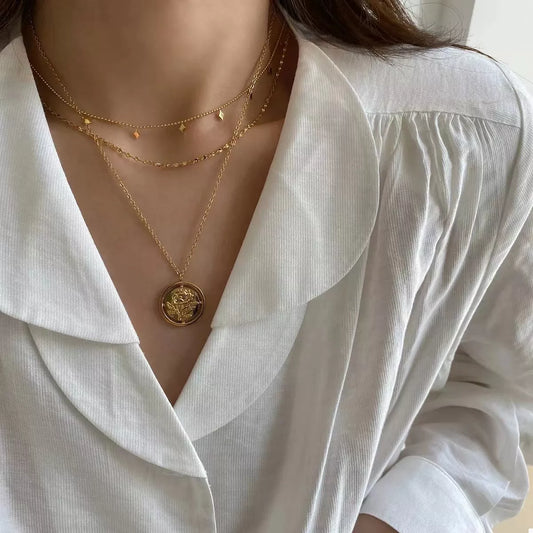 18K Gold-Plated Double Layered Necklace Gold / One Size 