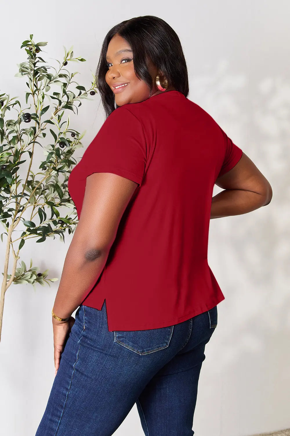 Basic Bae Full Size Round Neck Short Sleeve T-Shirt Gray / S 