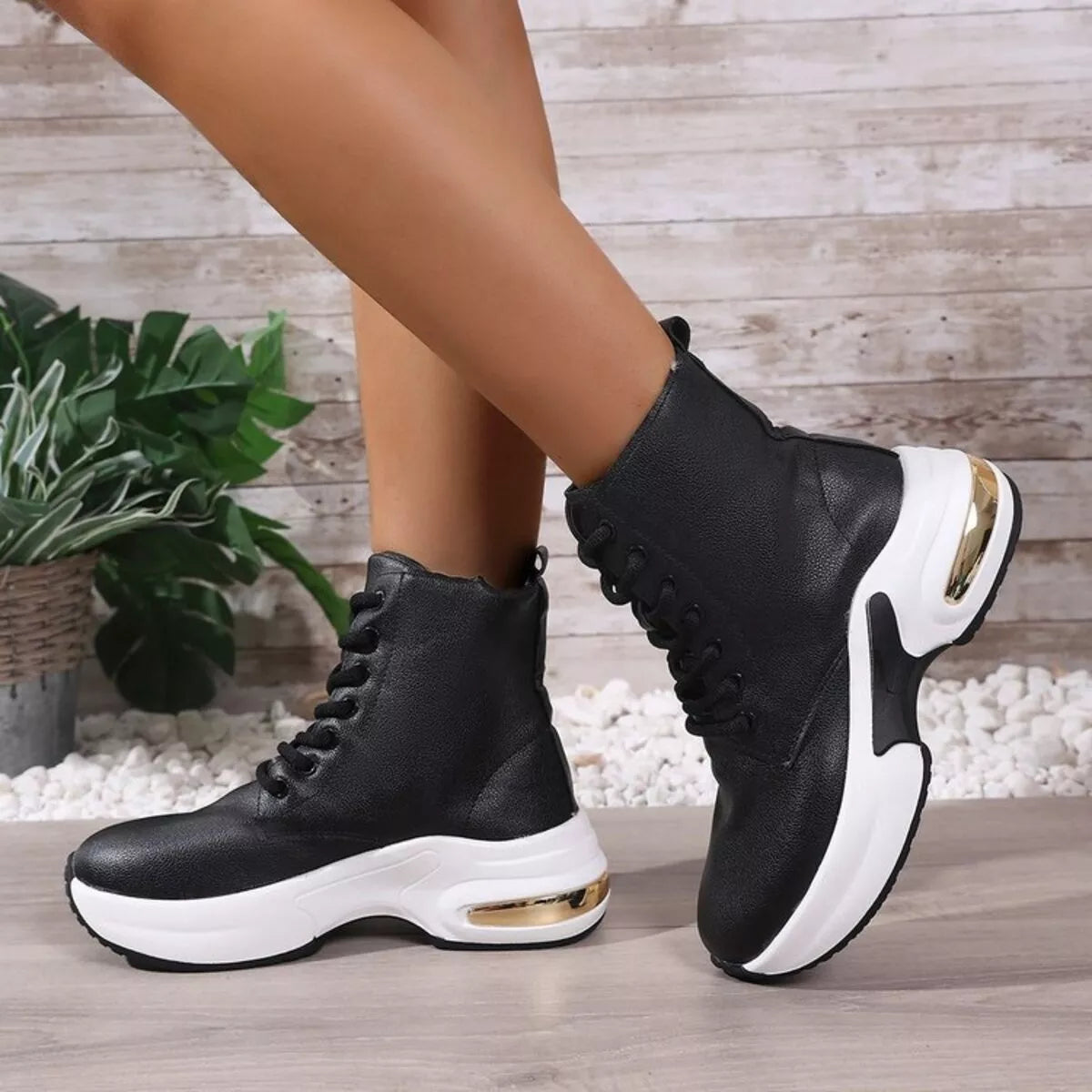 Lace Up Platform Ankle Boots Green / 35 
