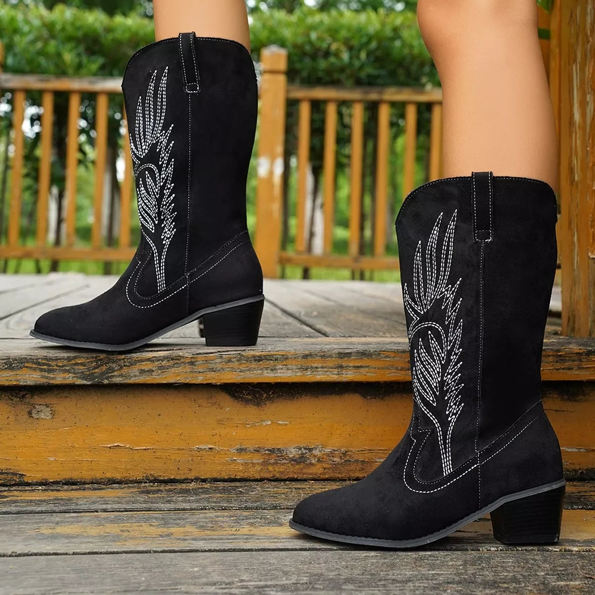 Point Toe Block Heels Boots Dusty Blue / 36 