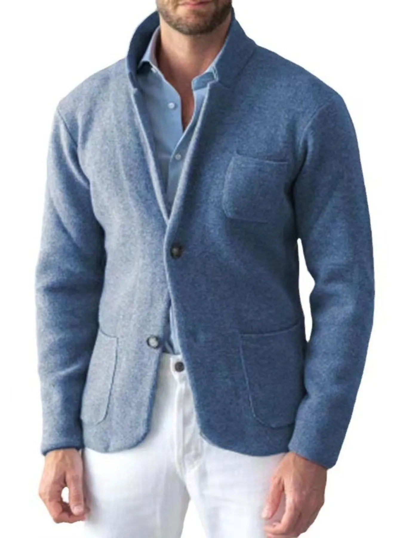 Men's Plus Size Stand Collar Long Sleeve Blazer Black / M 