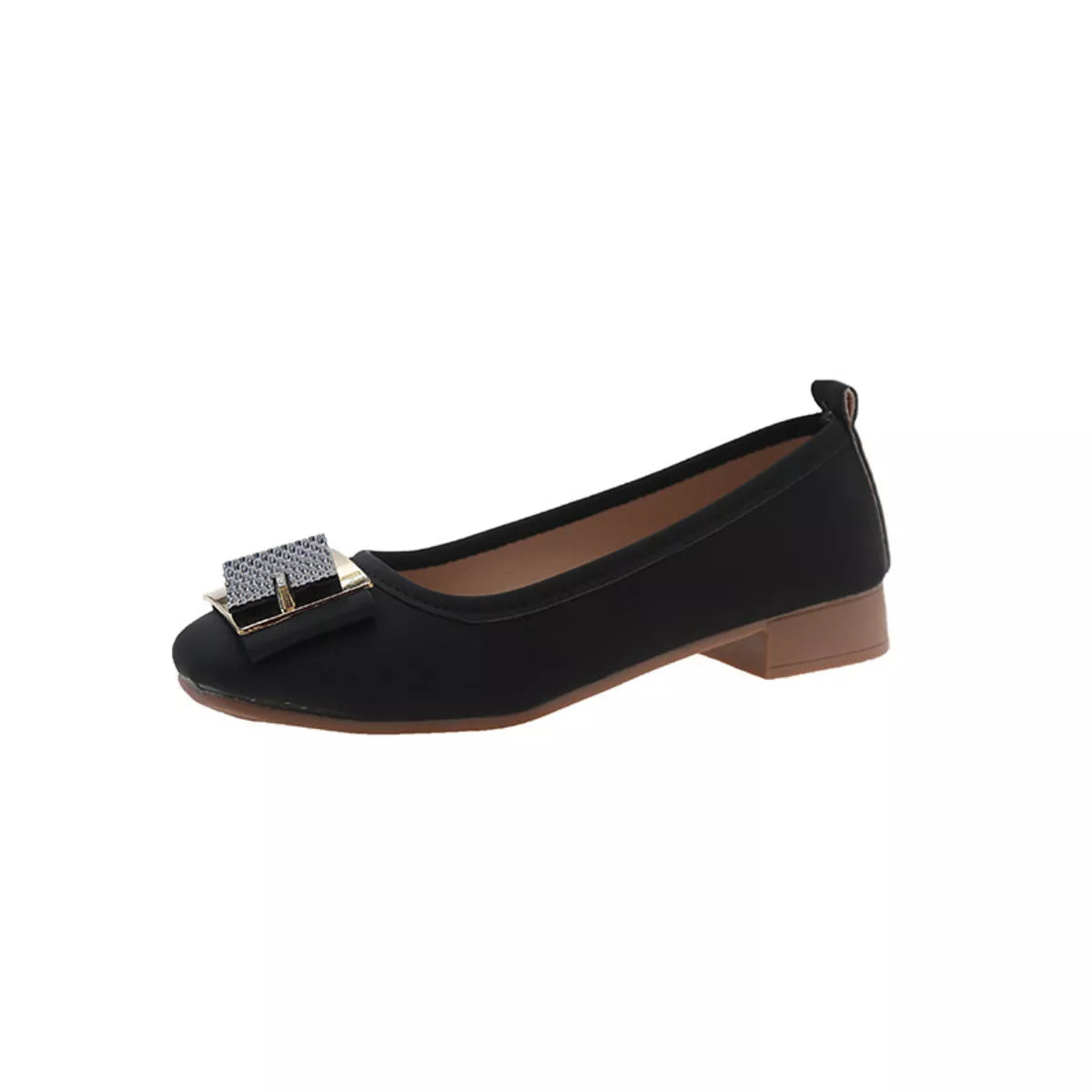 Round Toe Block Heels Slip-Ons Black / 35 