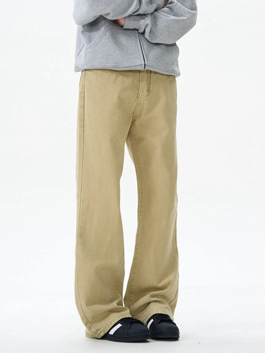Men's Wide Leg Flare Jeans Khaki / S 
