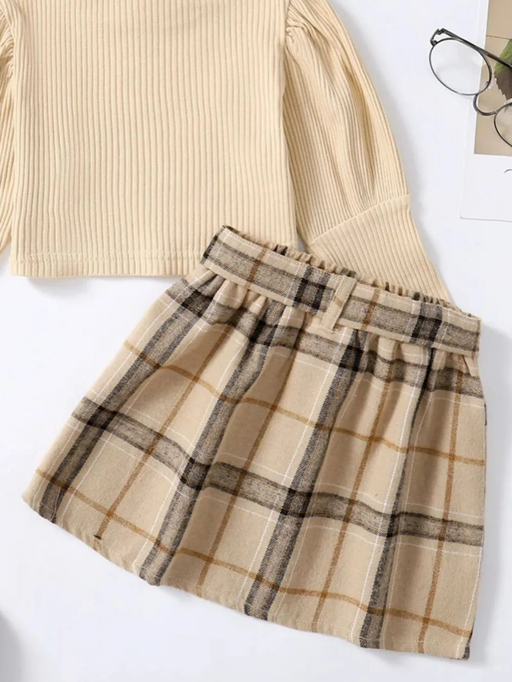 Turtleneck Long Sleeve Top and Skirt Set Deep Red / 18-24M 