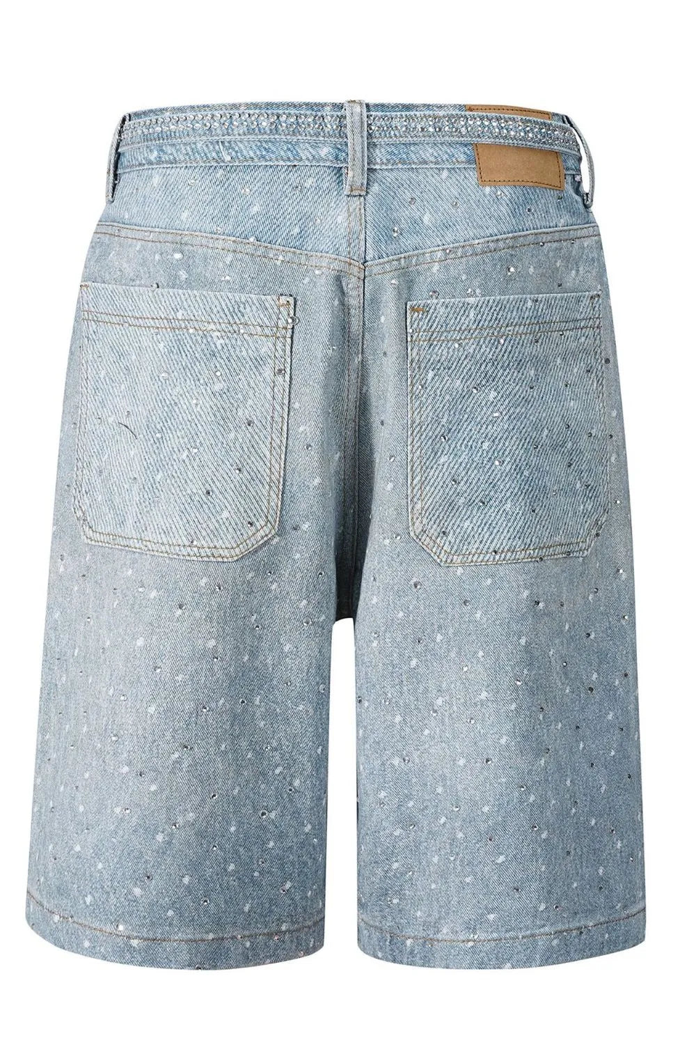 Men's Washed Rhinestone Denim Bermuda Shorts Medium / 30 