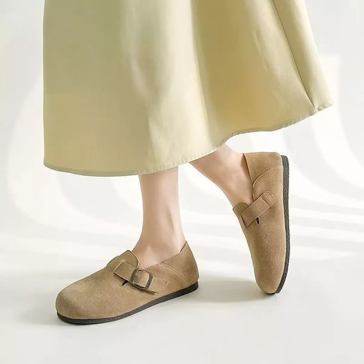 Round Toe Buckle Slip-Ons Maroon / 35 