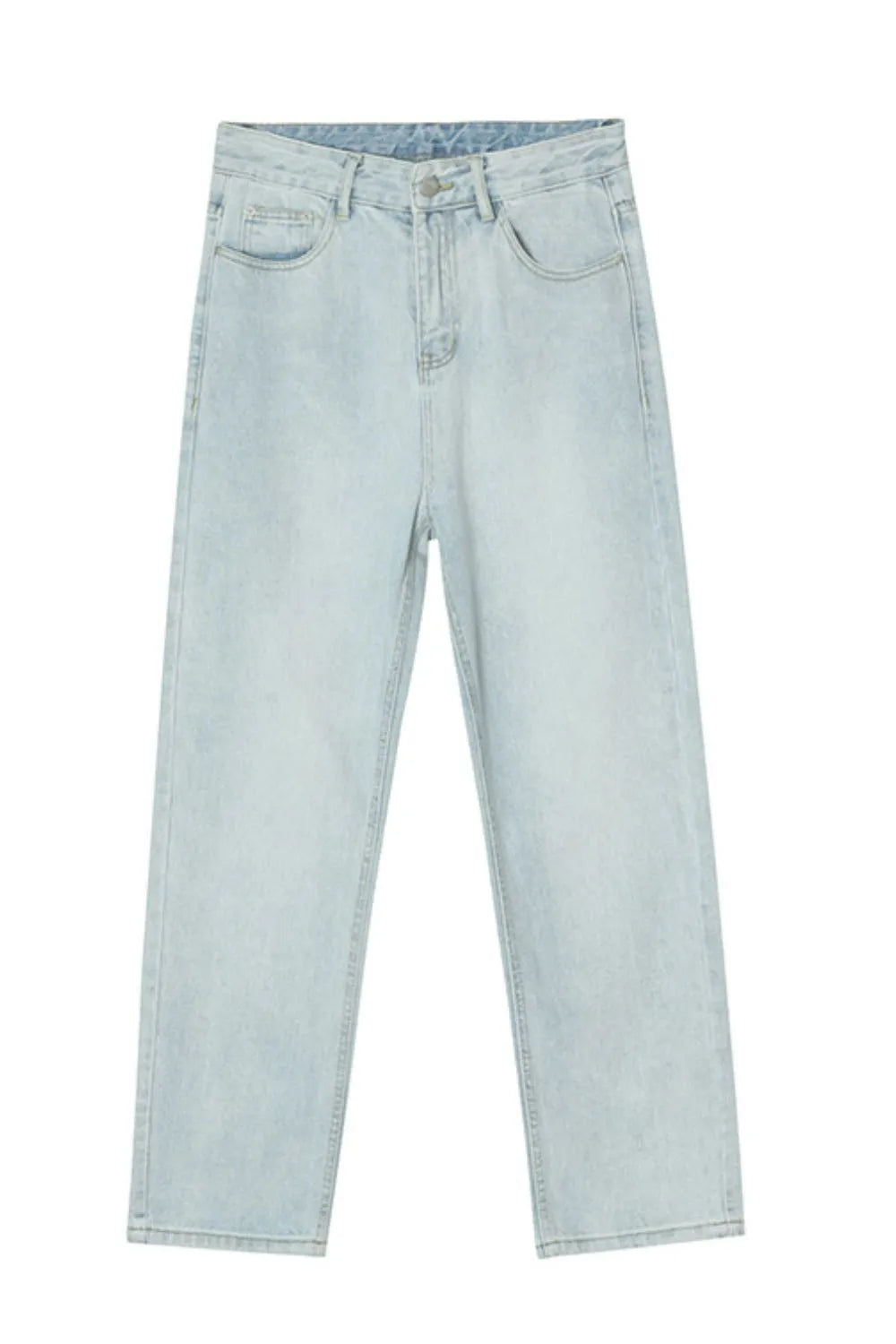 Washed Straight-Leg Slim Jeans Black / S 