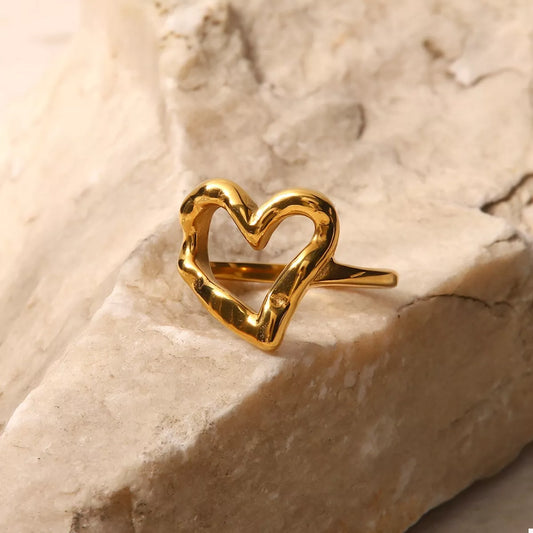 18K Gold-Plated Heart Ring Gold / 6 