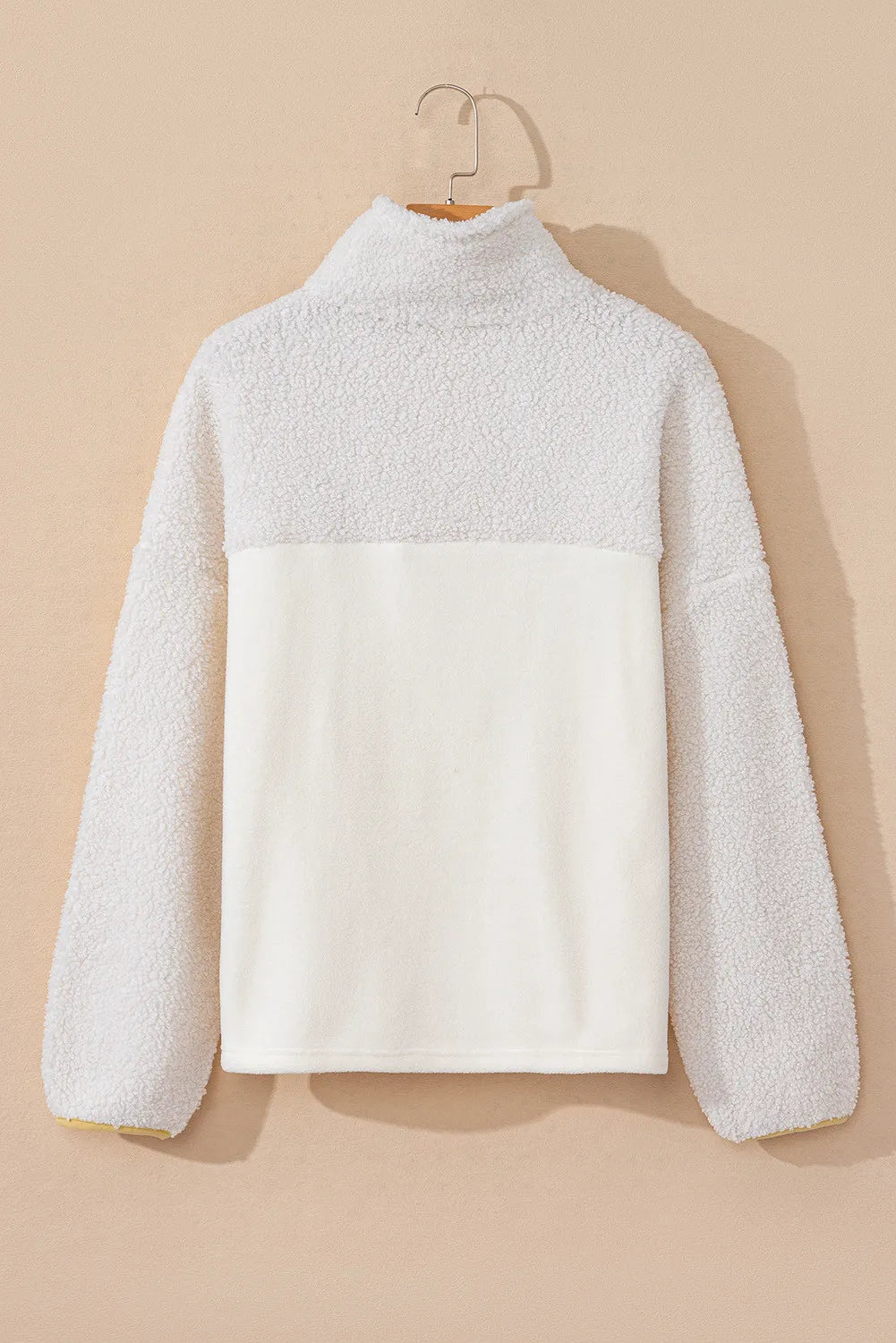 Mock Neck Long Sleeve Sherpa Sweatshirt White / S 