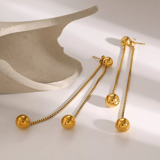 18K Gold-Plated Ball Drop Earrings Gold / One Size 