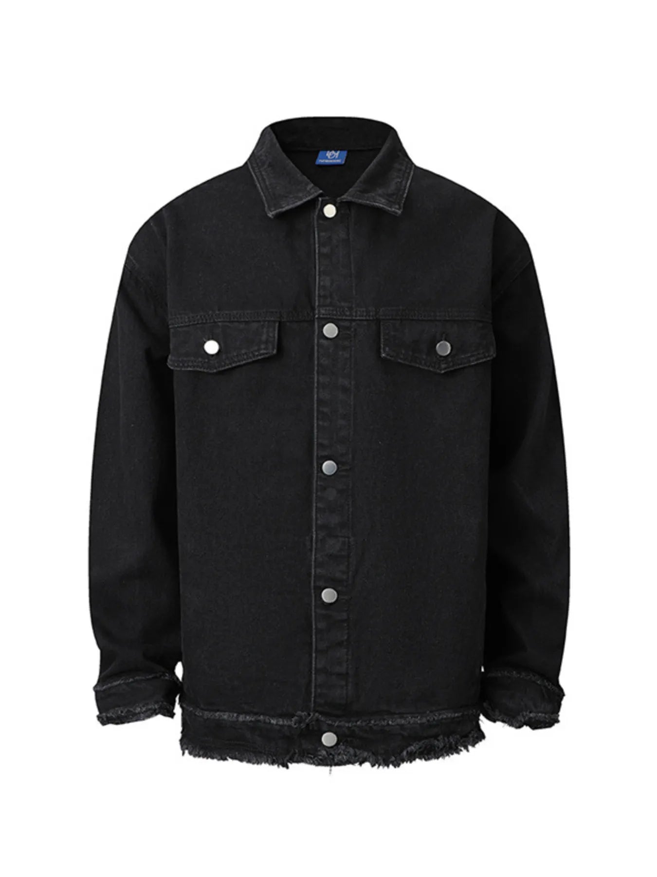 Men's Raw Hem Long Sleeve Denim Jacket Nostalgic Black / S 