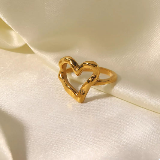 18K Gold-Plated Heart Ring Gold / 6 