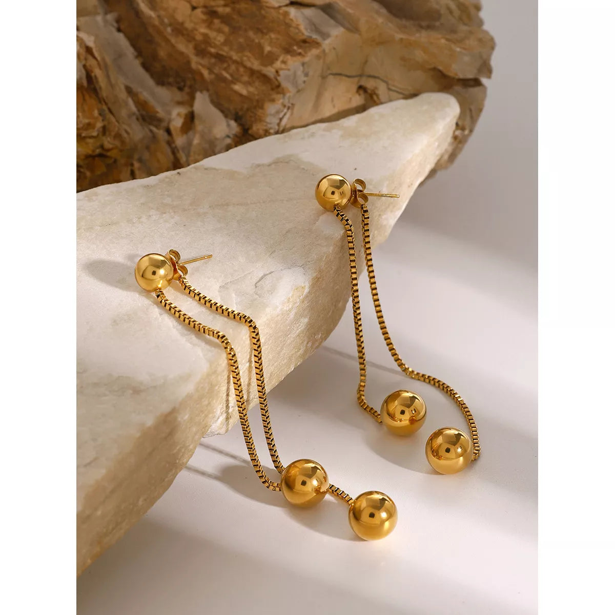 18K Gold-Plated Ball Drop Earrings Gold / One Size 