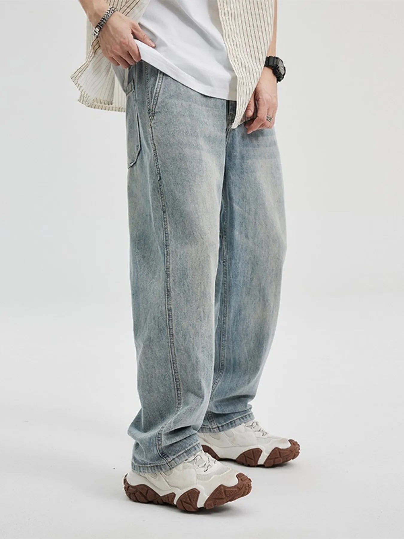 Men's Wide Leg Jeans Light Blue / 28 