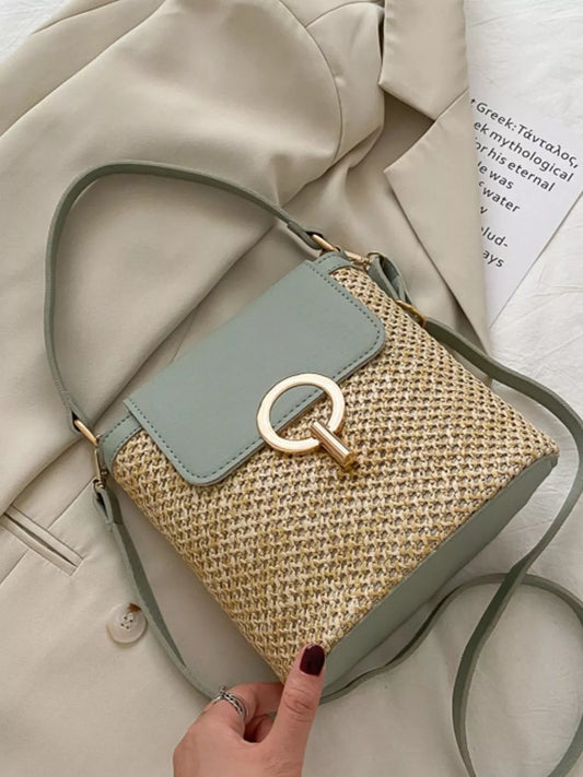 Woven Straw Crossbody Bag Pastel  Blue / One Size 