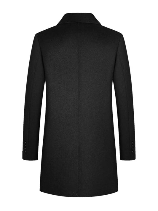Men's Plus Size Button Up Long Sleeve Coat Black / M 