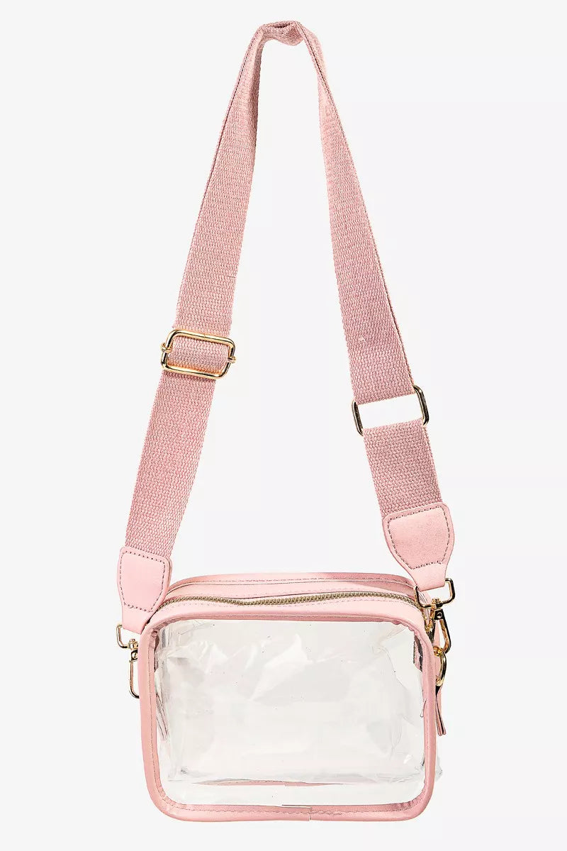 Fame PVC Clear Rectangular Crossbody Bag Blush Pink / one size 