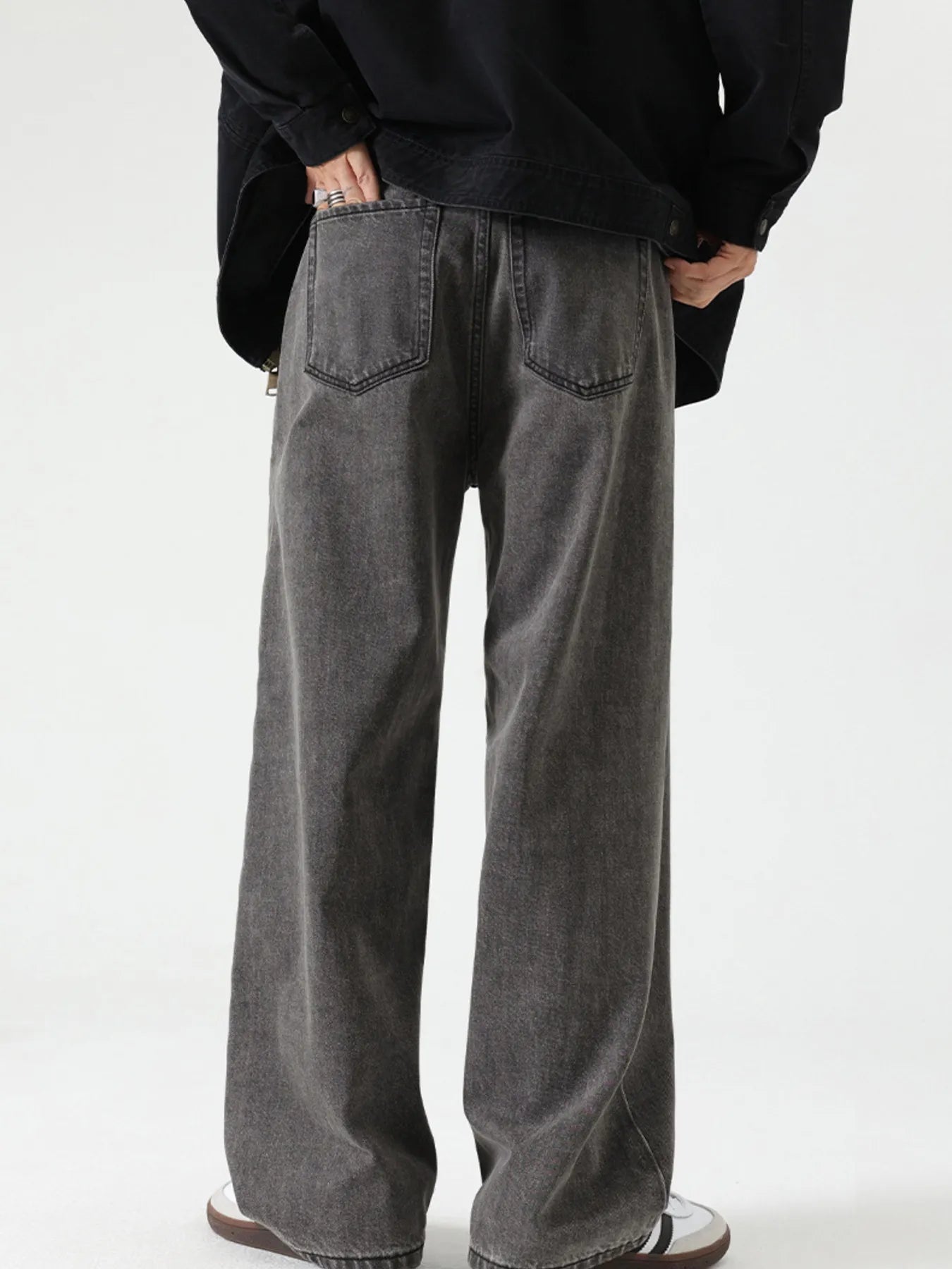 Men's Washed Wide Leg Jeans Mercury Gray / 28 