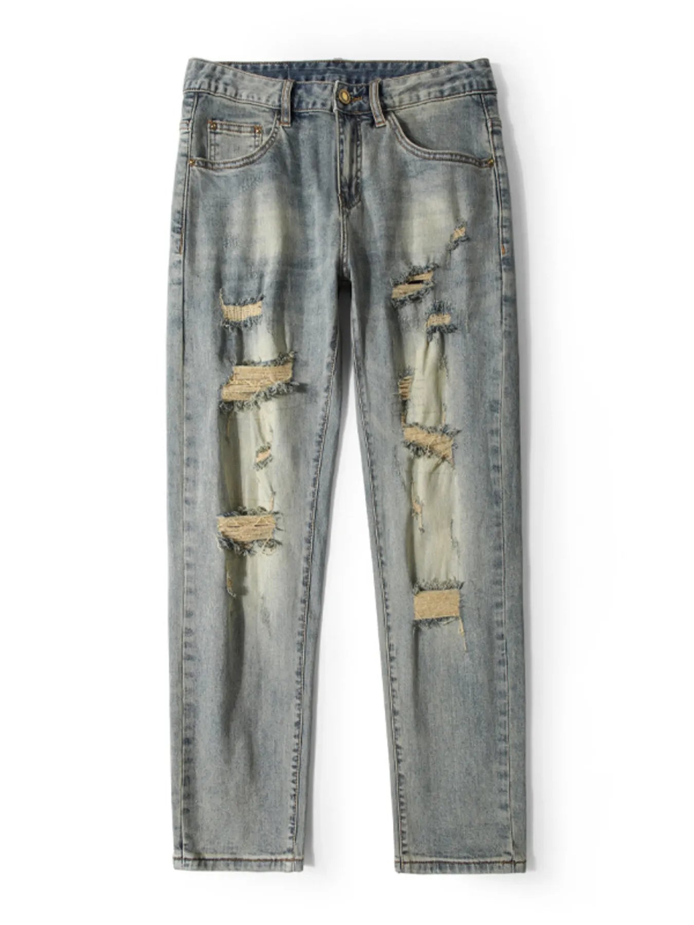 Men's Distressed Slim Fit Jeans Vintage Yellow / 28 