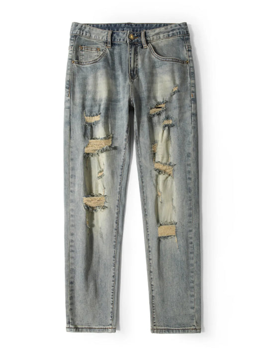 Men's Distressed Slim Fit Jeans Vintage Yellow / 28 