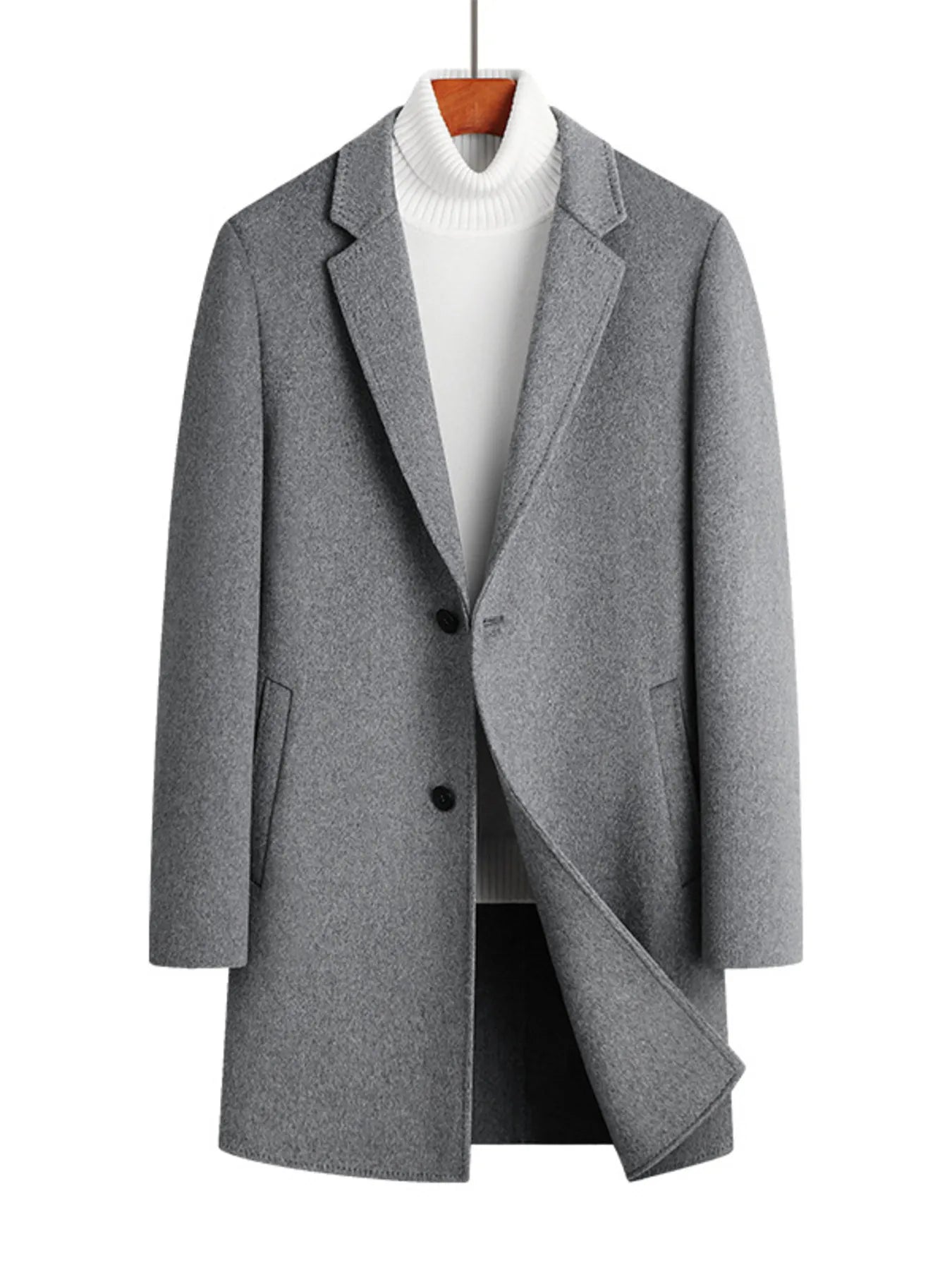 Men's Plus Size Button Up Long Sleeve Coat Black / M 