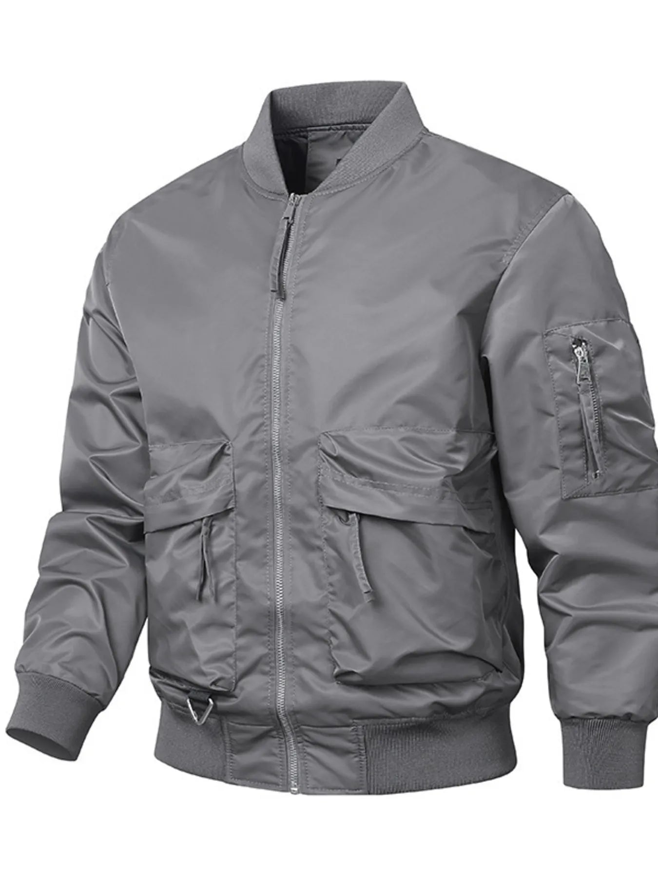 Men's Plus Size Zip Up Long Sleeve Jacket Black / M 