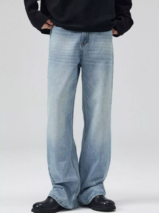 Men's Full Size Washed Wide Leg Jeans Plus Size Light Blue / S 