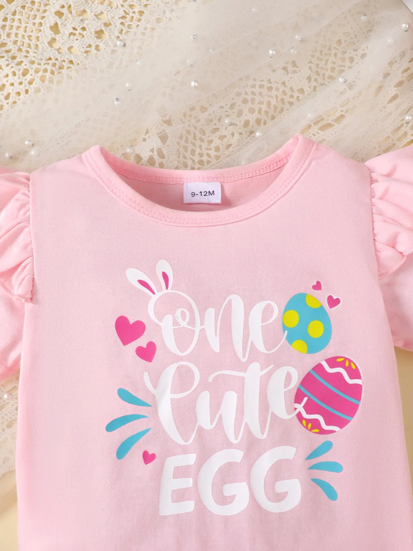 Children's Ruffled Graphic Bodysuit and Skirt Set Blush Pink / 0-3M 