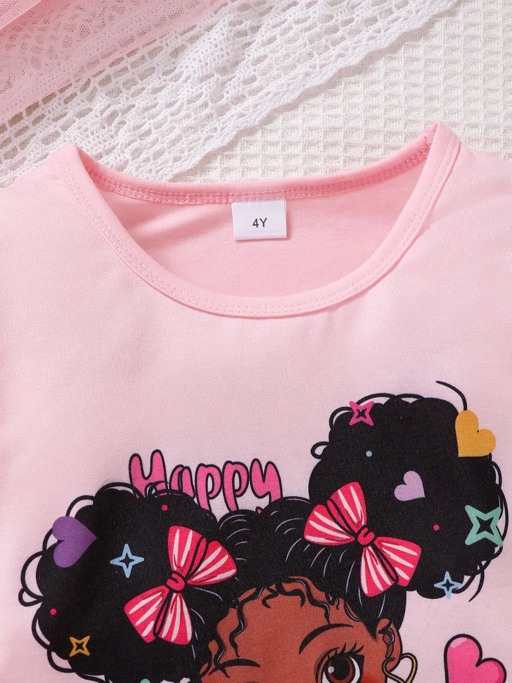 Children's Cartoon Graphic Top and Pants Set Blush Pink / 4Y 