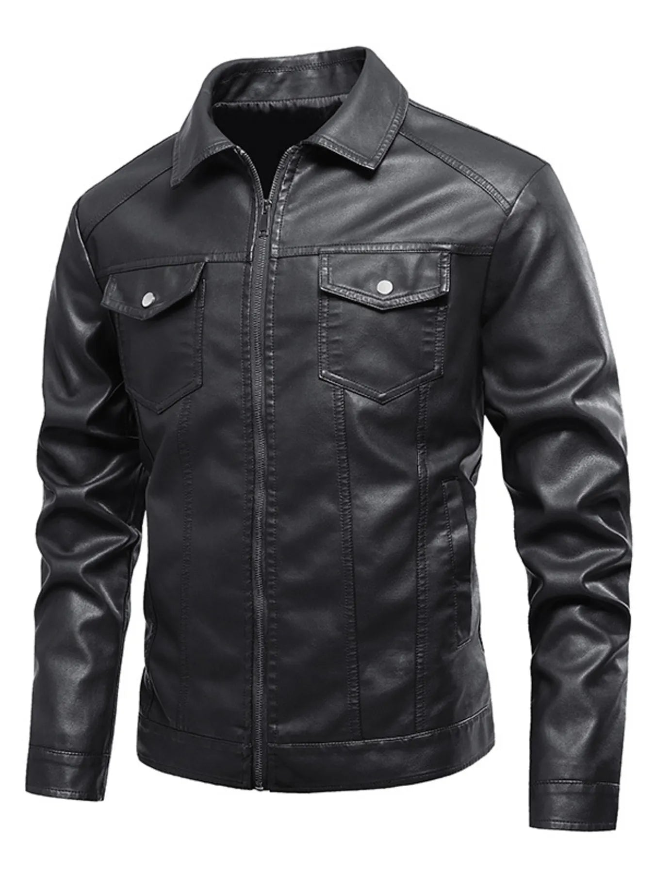 Men's Plus Size Zip Up Long Sleeve Jacket Black / L 