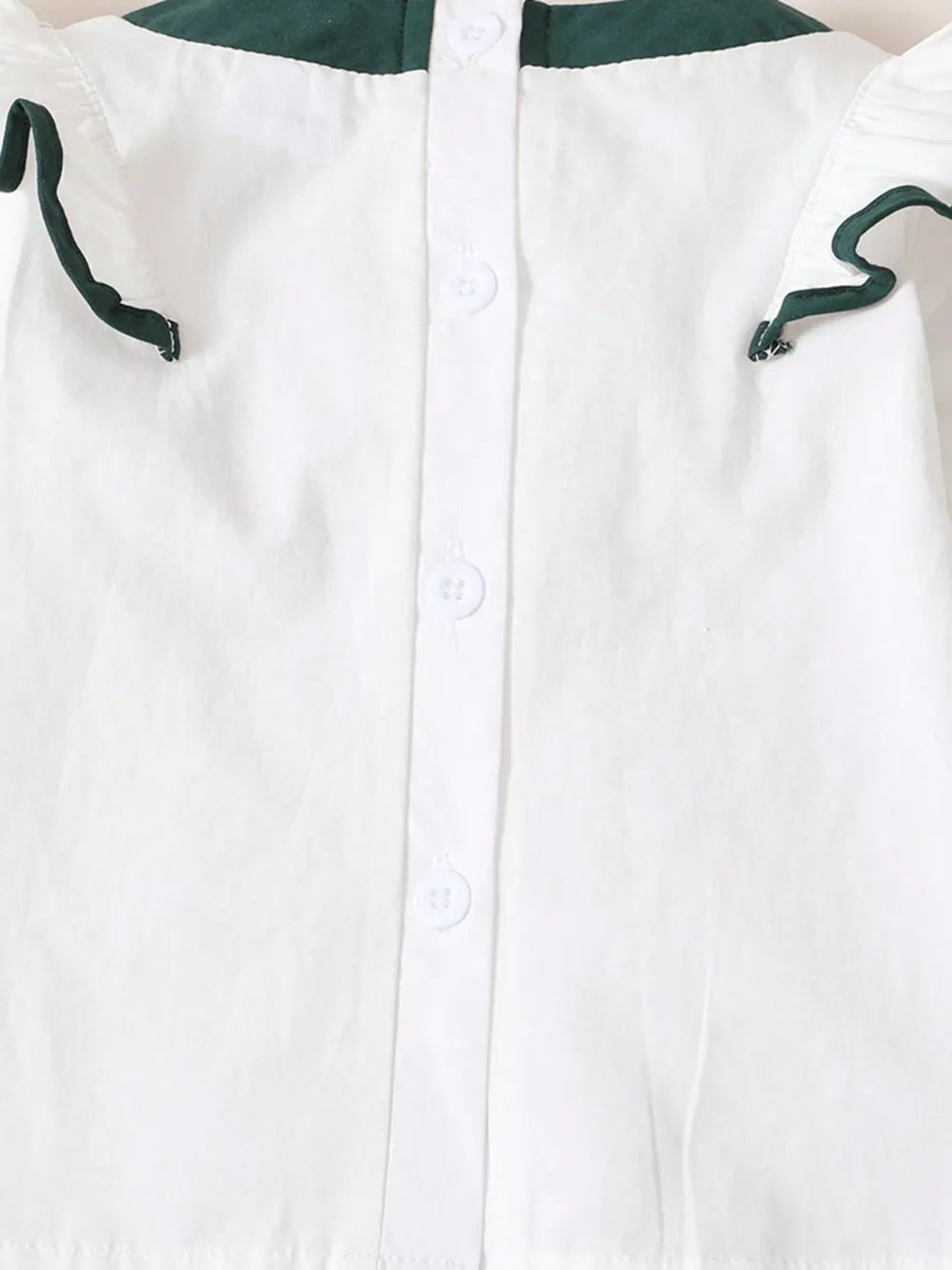 Children's Contrast Ruffled Top and Pants Set White/Green / 12-18M 
