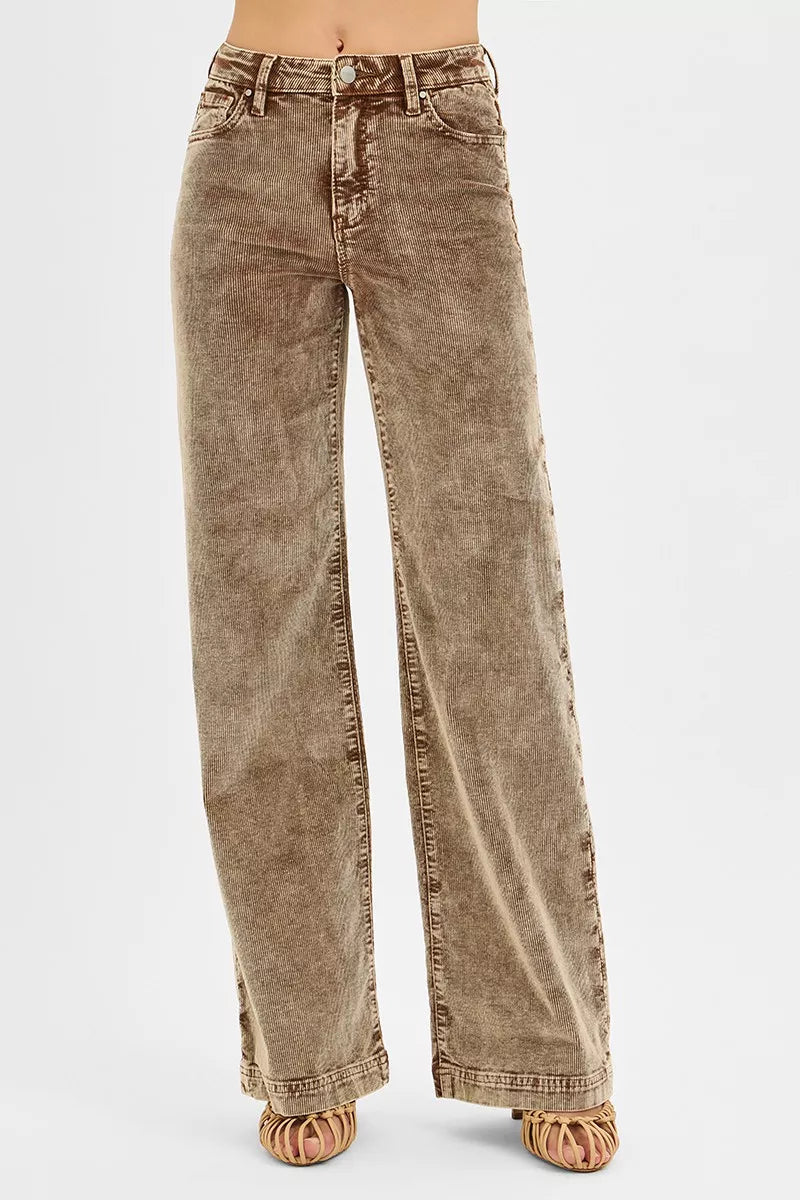 RISEN High Rise Wide Leg Corduroy Jeans MOCHA / 0 