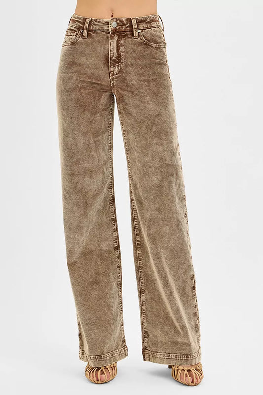 RISEN High Rise Wide Leg Corduroy Jeans MOCHA / 0 
