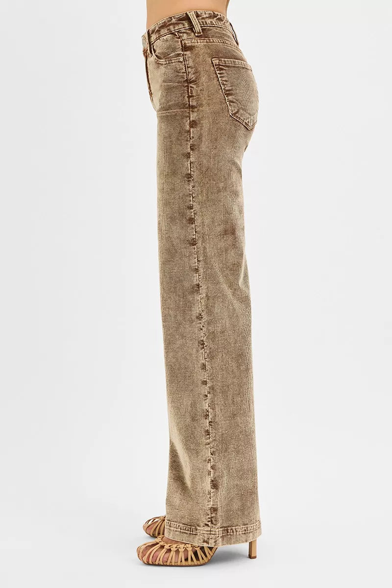 RISEN High Rise Wide Leg Corduroy Jeans MOCHA / 0 