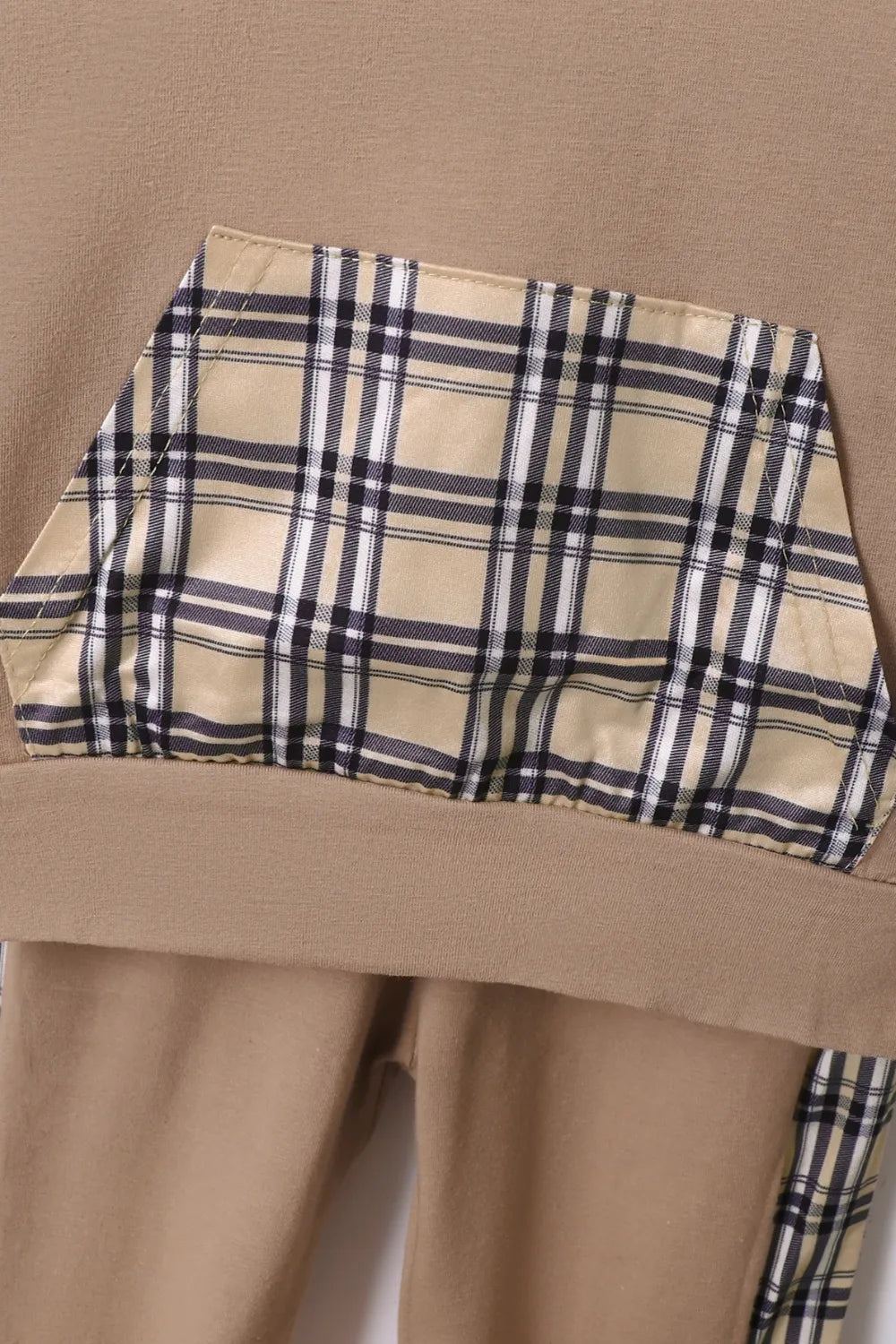 Children's Plaid Hoodie and pants Set Camel / 18-24M 
